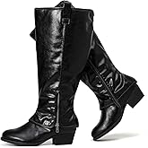 Luoika Women's Extra Wide Calf Cowboy Knee High Boots
