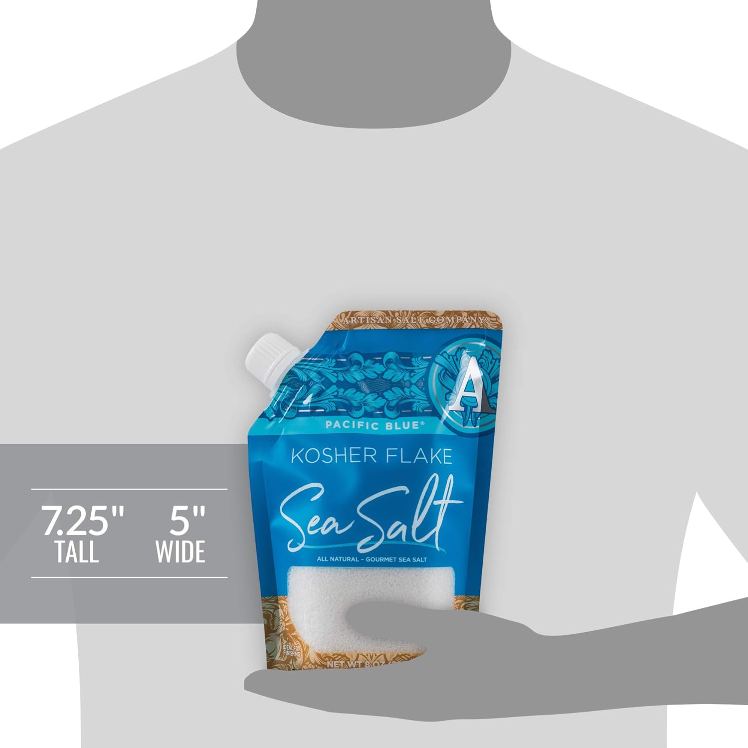 SaltWorks Pacific Blue Kosher Flake Sea Salt, Artisan Pour Spout Pouch, 8 Ounce : Grocery & Gourmet Food