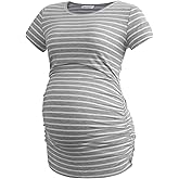 Smallshow Women's Maternity Shirt Tops Side Ruched Pregnancy Clothes Summer