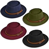 Hercicy Wool Fedora Hats for Women Vintage Felt Boho Hat with Decorative Belt Panama Pork Pie Jazz Style Headwear