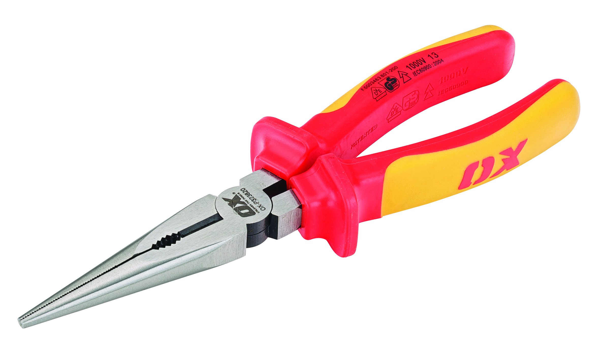 OX Pro VDE Long Nose Pliers - 200mm (8")