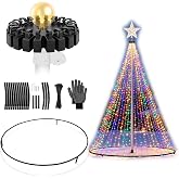 Lettry Flag Pole Christmas Tree Kit for 15-30 FT Telescoping Poles | Durable plastic topper + metal ground hoop | Universal fit for 1/2" mounts | Reduces light tangling
