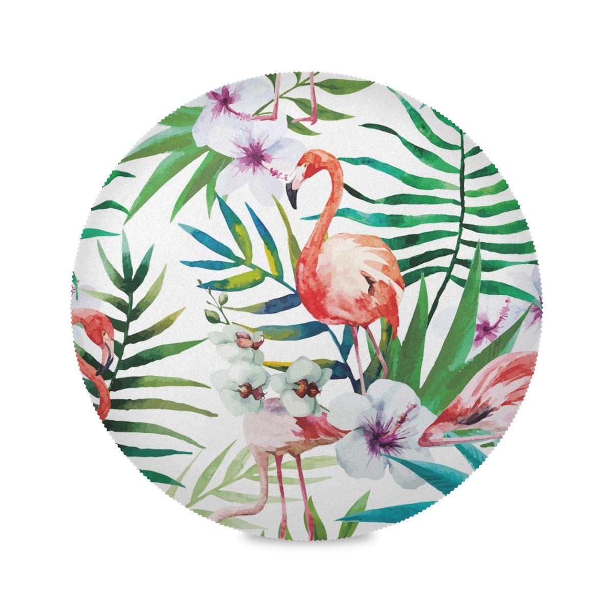 JUMBEAR Flamingo Placemats Round Table Mats Non-Slip Washable Heat Resistant Waterproof Placemat For Kitchen Dining Coffee Table Decoration 15.4"（6PCS）