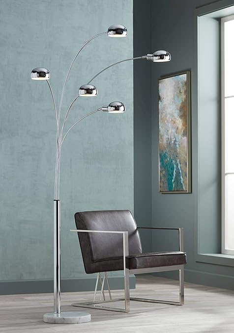 Infini 78 High 5 Light Arc Floor Lamp With Marble Base Floor