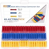 Electrapick 150Pcs Crimp Butt Connectors Insulated Straight tin-plated copper view 1