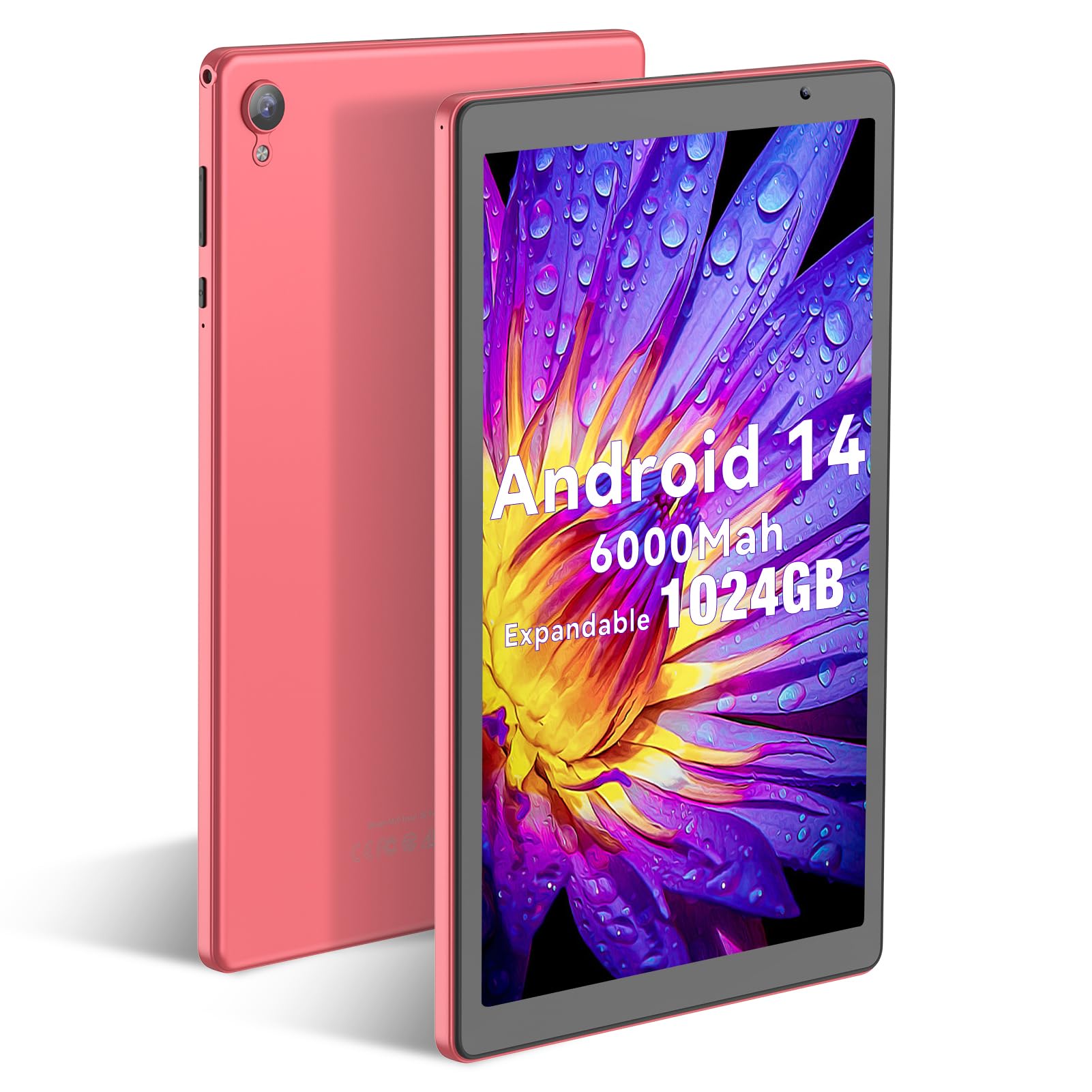 PRITOM 10 inch Android 14 Tablet, 32GB ROM, 6000Mah, Expand to 1024GB, Quad Core Processor, 10 inch Tablet, Android Tablets HD IPS Screen, Camera, Wi-Fi, Bluetooth, Tablet PC(Pink)