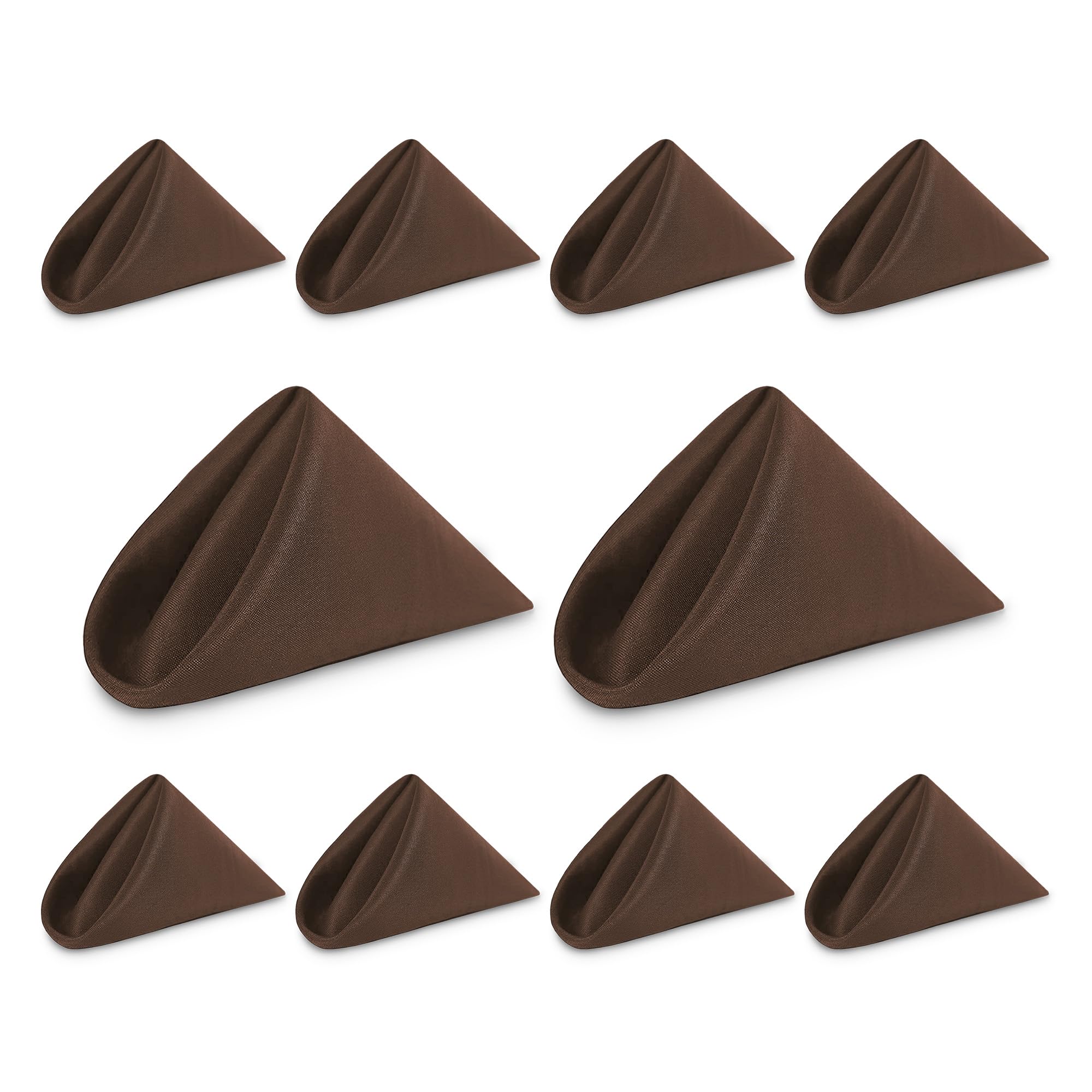 Weddecor 20 Inch Chocolate Cotton Polyester Table Napkin for Home, Hotel, Dinning, Wedding, Banquet, Party, Events, Hemmed Edges Lightweight & Machine Washable, 10pcs