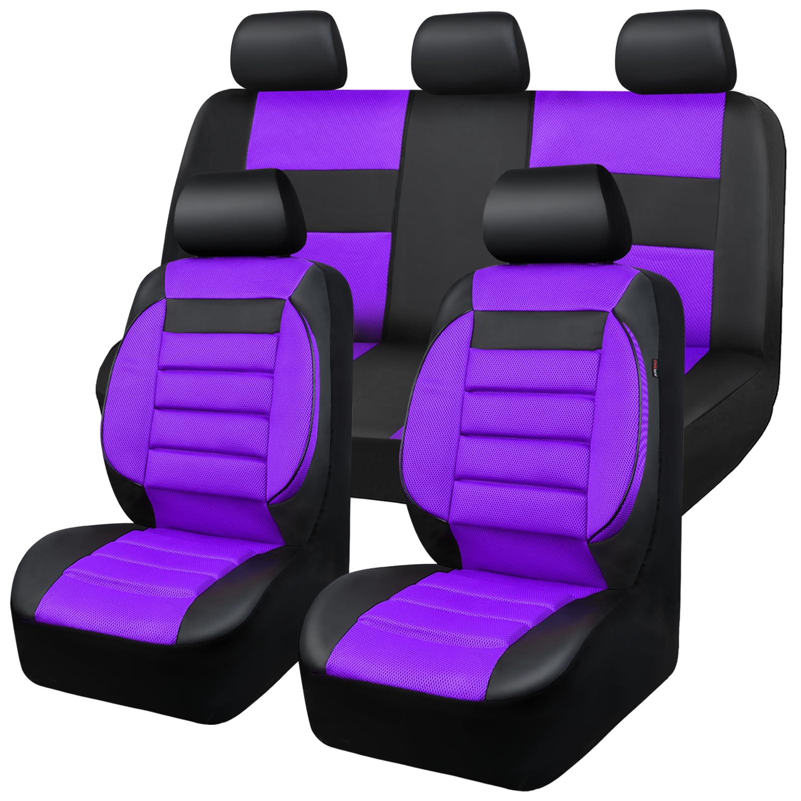 Photo 1 of CAR PASS Leather 3D Foam Back Support Car Seat Covers Full Set Air Mesh Automotive Seat Covers, All Season Car Seat Cover Fit Automotive,SUV,Sedan,Van, Airbag Compatible Elegance (Black Purple)