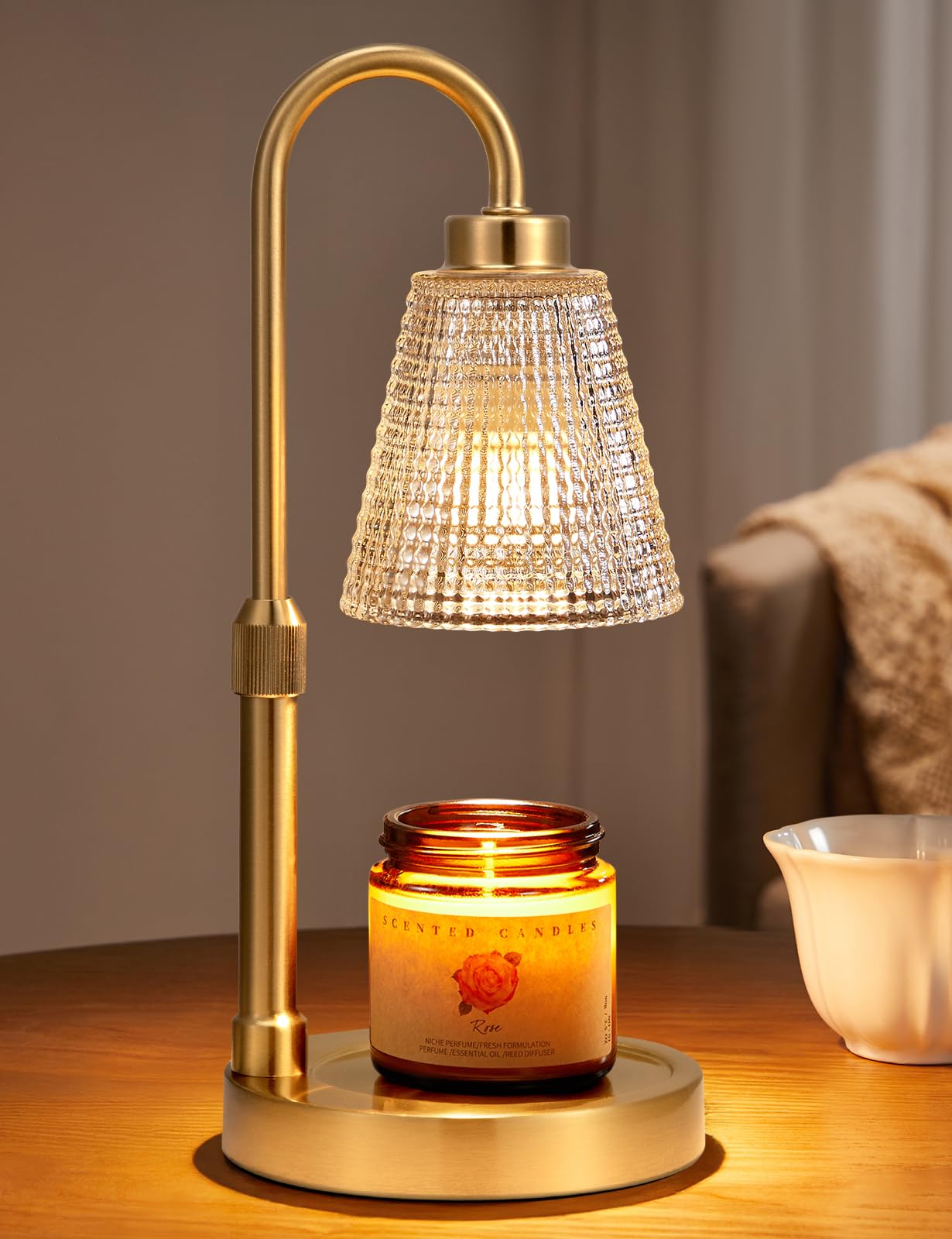Photo 1 of Innqoo Gold Candle Warmer Lamp with Timer, Dimmable Candle Warmer for Jar Candles, Height Adjustable Wax Melts Warmer, Birthday Gifts for Women Mom, House Warming Gifts New Home Decor