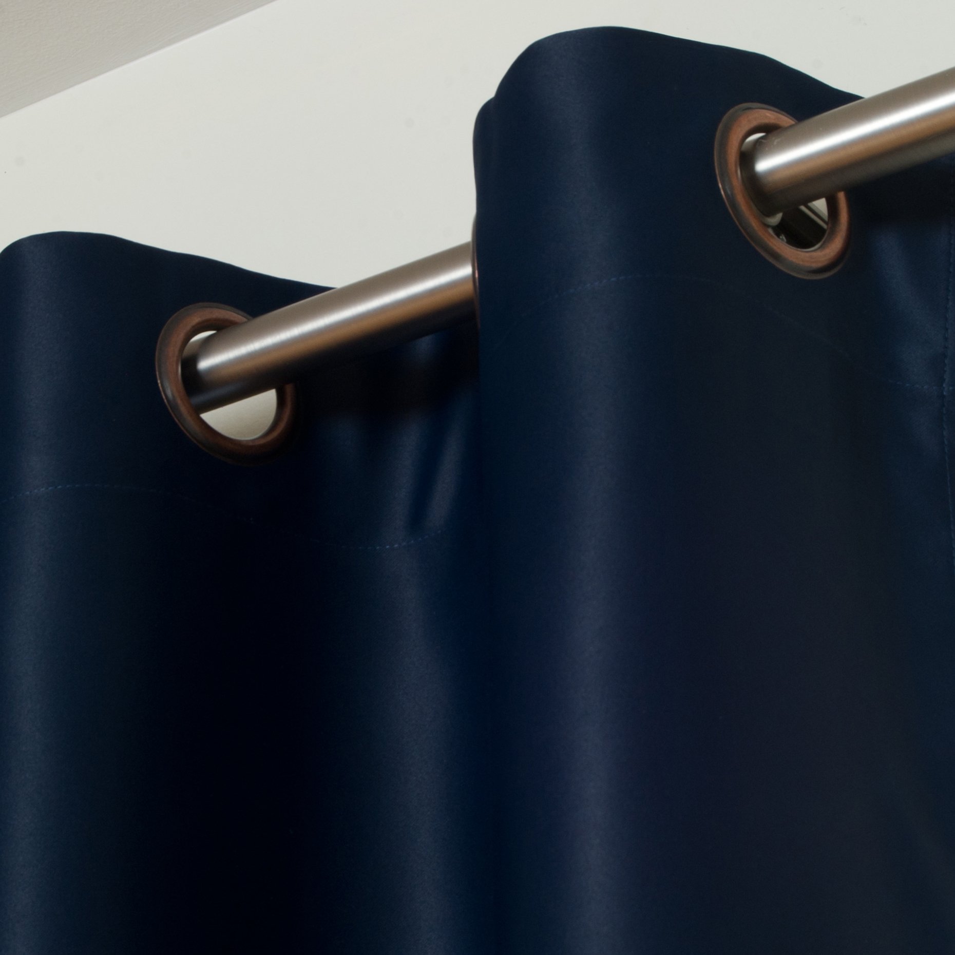 Blackout Curtain Navy Wide Width Antique Brass Grommet Top Thermal