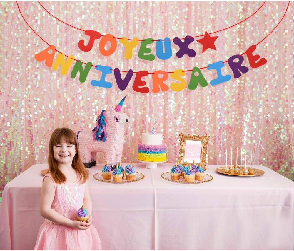 Vinfutur Joyeux Anniversaire Banniere En Feutre Guirlande Happy Birthday Banner Decorations De Fete Danniversaires Party Pour Enfants Adultes Bannieres Decorations Et Accessoires De Fetes