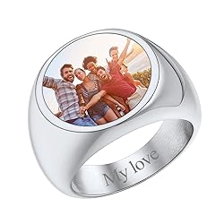 FindChic Customized Round Signet Rings with Photo