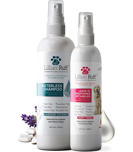 Lillian Ruff Waterless Dog Shampoo - No Rinse Dry Spray For Fresh, Clean Pets Between Baths