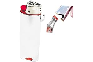 JSSELLER Metal Lighter Case Fits BIC with Bottle Opener Standard Full Size in J6 EDC Multipurpose Outdoor Survival Lighter Pouch Lighter Sleeve in Silver