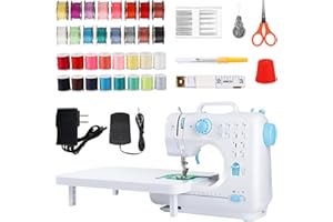 Sewing Machine for Beginners with Extension Table, Mini Electric Portable Sewing Machine with 12 Stitches LED Light and Acces