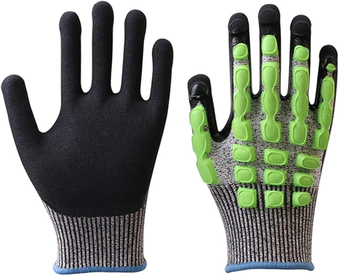 Impact Gloves GMG Cut Resistant Grey Black Hppe Shell Black Nitrile