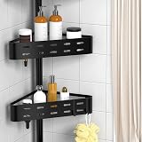 KEGII Telescopic Shower Caddy Corner Black Shower Shelf Bathroom Storage view 3