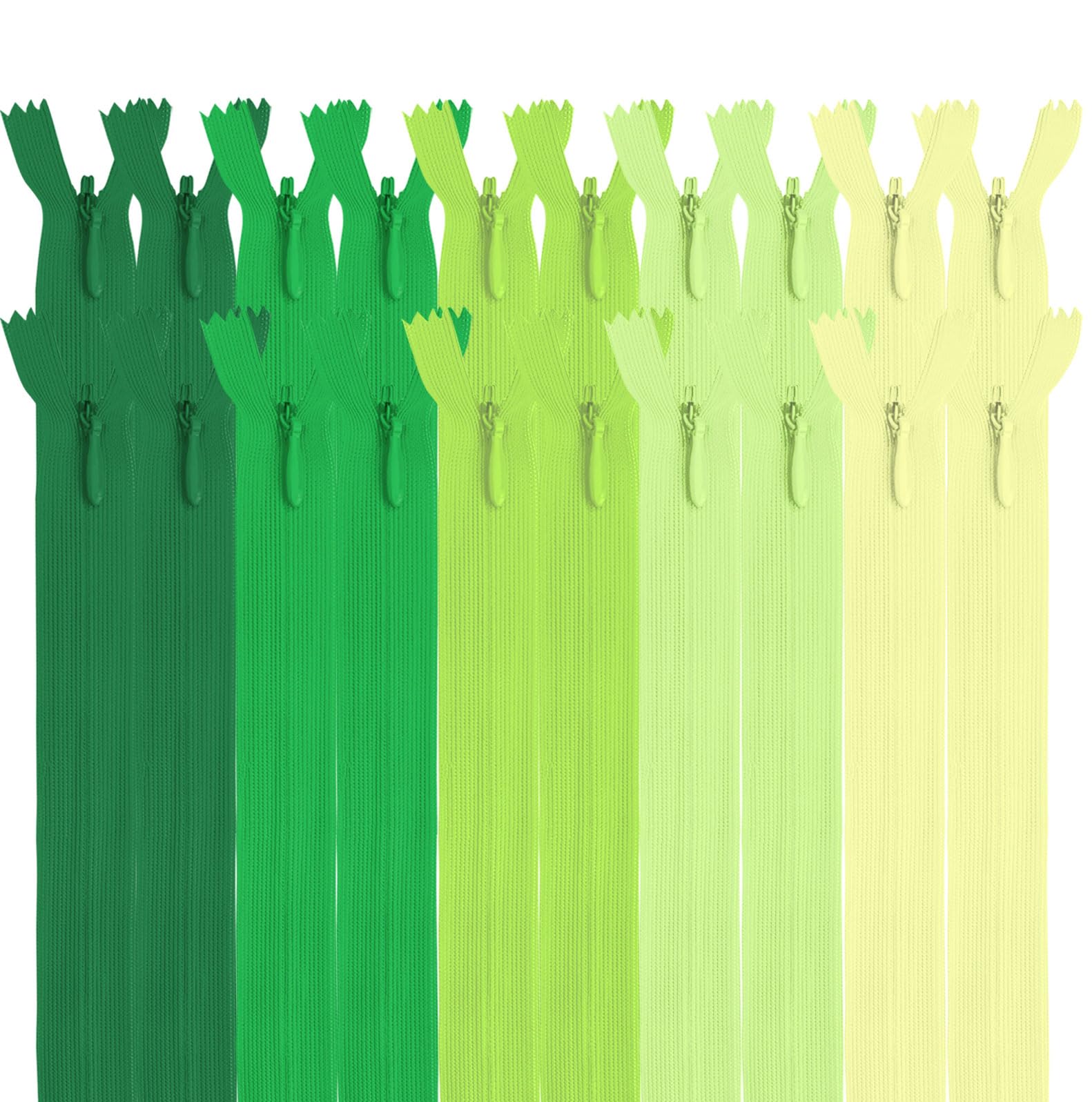 MARARDI [Pack 20] Invisible Zippers [Greens] Nylon [20 Inches] for Sewing Tailor and Crafts Clothes Fabric Bags Cases for Sewing Machine Patchwork Cotton with Zipper Fastener Metal Closure