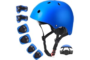TCCVANAS Kids Bike Helmet Set, CPSC Certified with Knee Pads Elbow Pads Wrist Guards,Adjustable Helmet for Ages 3-5-8-15 Toddler Kids&Youth,Bicycle Skateboarding…