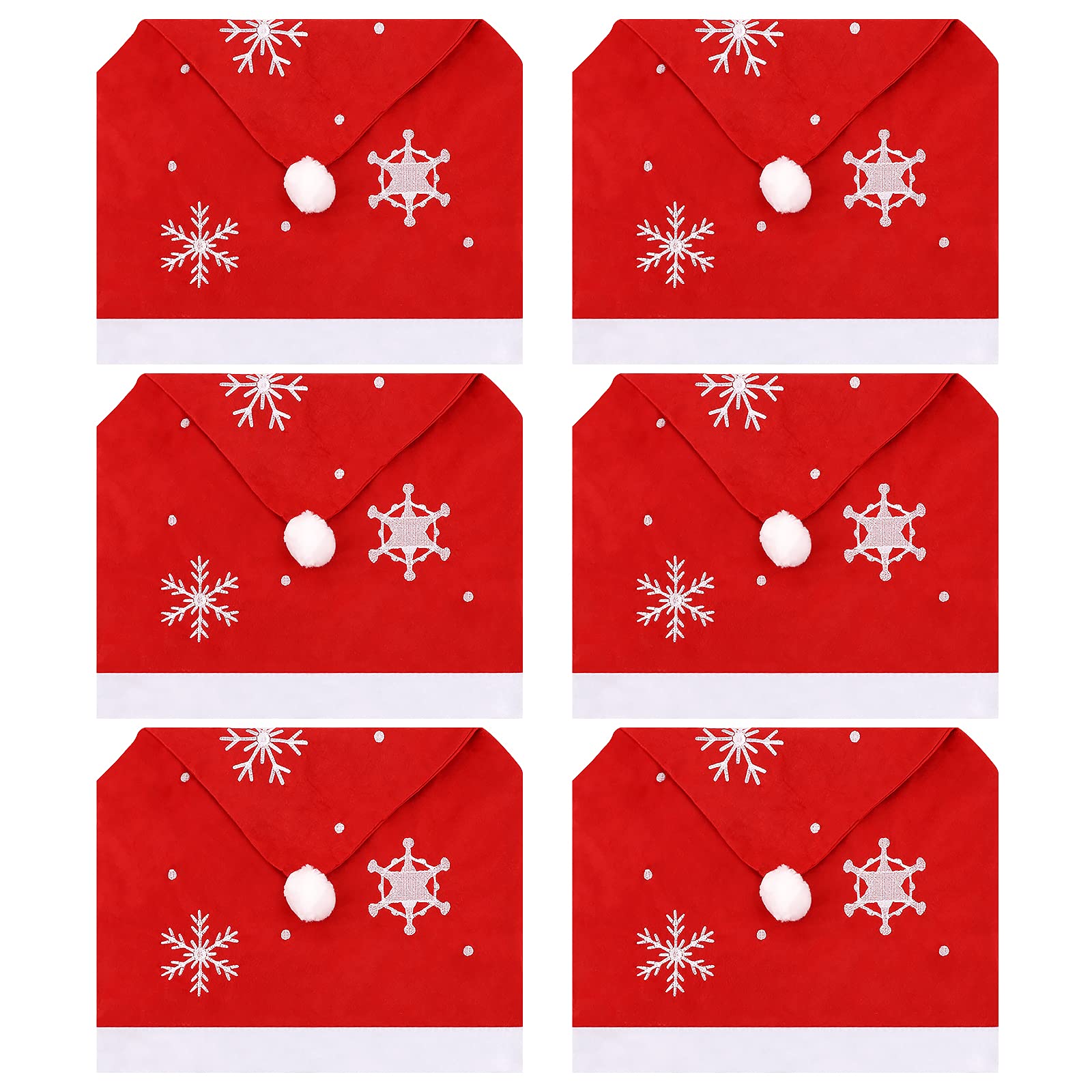 Christmas Chair Covers,6 Pieces Christmas Seat Covers Santa Hat Chair Back Covers Christmas Decor Dining Chair Slipcovers Xmas Chair Back Covers for Xmas Dinner Table Room Party Hotel Decoration
