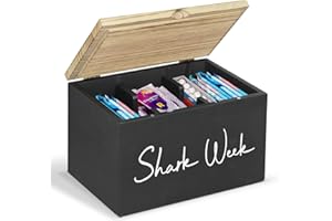 COZYYROME Tampon Holder for Bathroom with Lid, Shark Week Tampon Storage Pad Organizer for Bathroom, Feminine Products Organizer,Bathroom Period Products, Farmhouse Tampon and Pad Storage Container