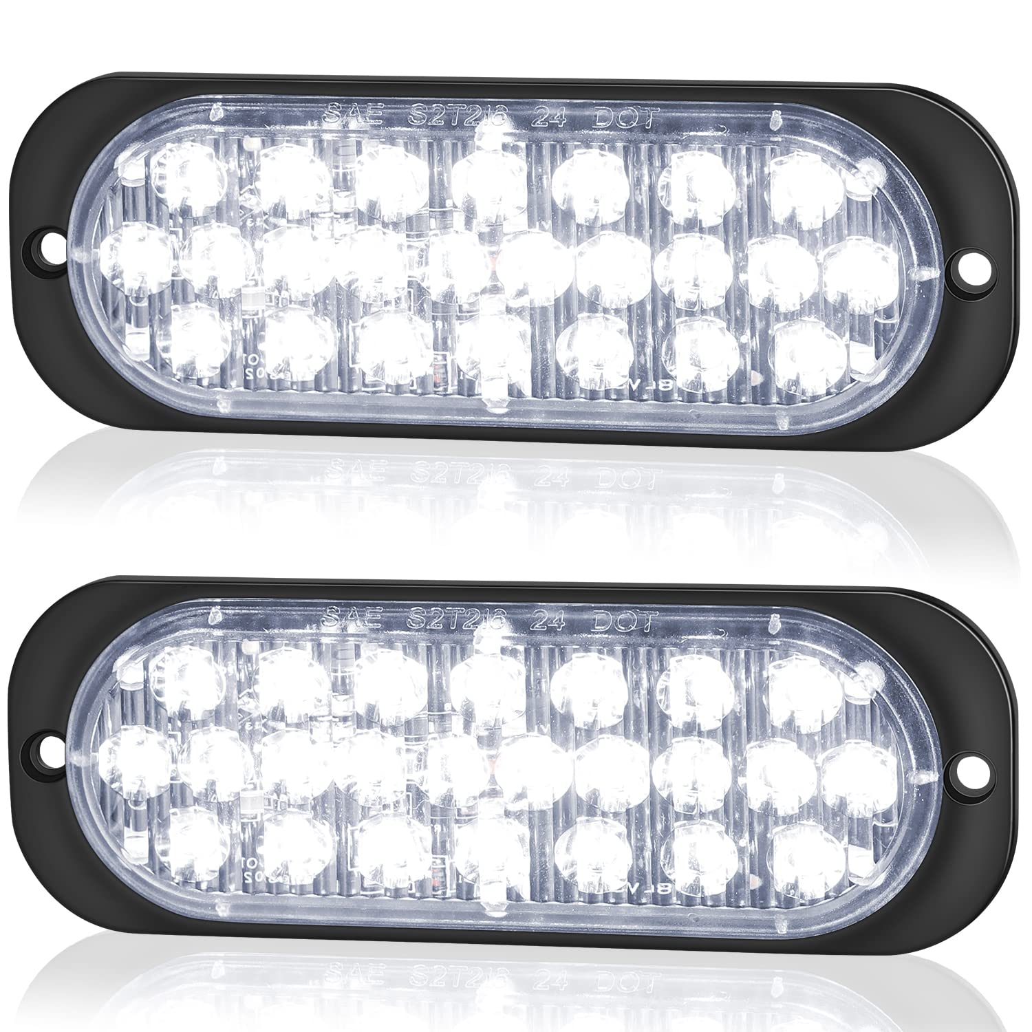 Photo 1 of LINKITOM White Oval Aluminum Housing Ultra Slim Reverse Trailer Tail Light Kit, 24-LED Back Up Tail Lights for Boat Trailer Truck RV [Surface Mount] [DOT Certified] [IP67]