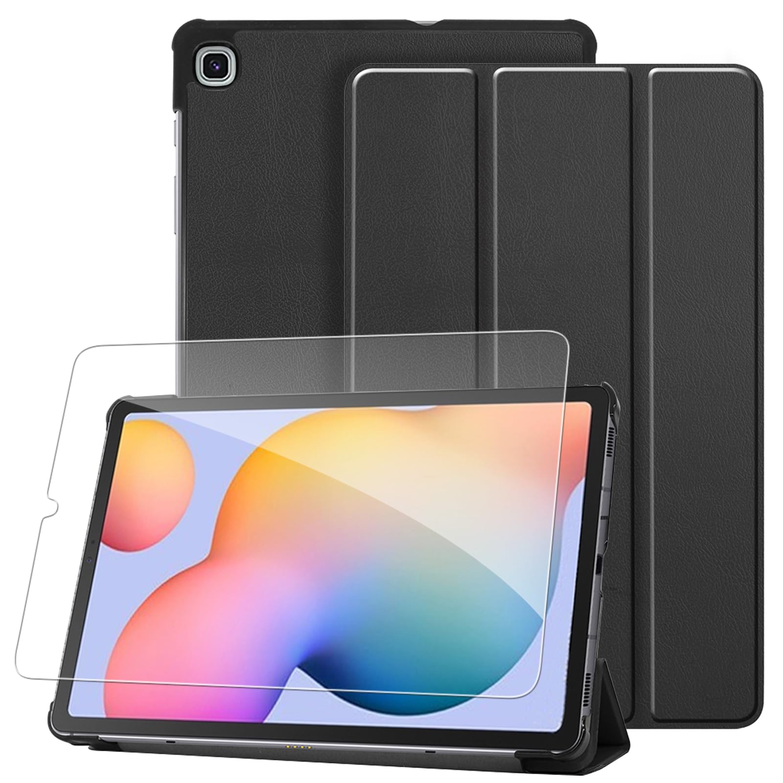 Photo 1 of GOZOPO Case for Samsung Galaxy Tab S6 Lite 10.4 Inch Tablet, with Screen Protector, Auto Wake/Sleep, Tablet Cover, Black
