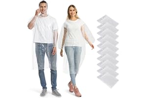 Opret Disposable Rain Ponchos 10 Pack for Adults, Lightweight Rain Coats Waterproof Rain Poncho Emergency Raincoat with Draws