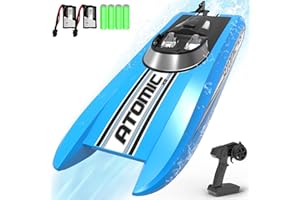 volantexrc Remote Control Boats for Pools and Lakes 20+MPH AtomicXS High Speed RC Boat for Adults Toy Boat Gifts with 2 Batteries & Reverse Function (795-5 Blue)