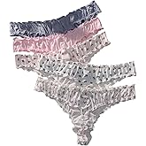 Verdusa Women's Plus Size 5 Pack Cute Floral Underwear Panties Low Rise Thong Sets