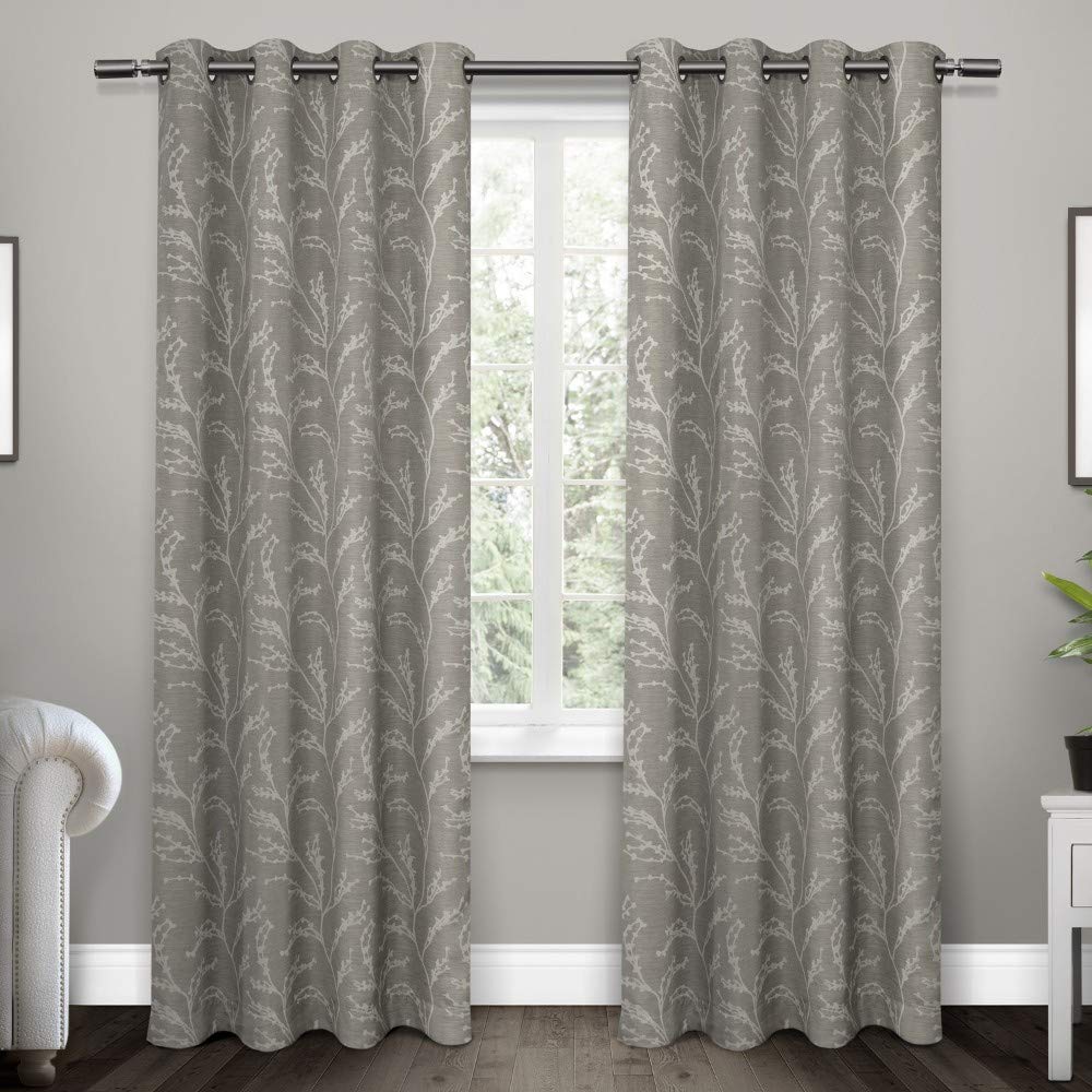 Exclusive Home Curtains Kilberry Woven Blackout Grommet Top Panel Pair, Ash Grey, 52x96, 2 Piece