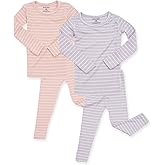 AVAUMA Stripe Pattern Baby Boys Girls Pajama Set Kids Toddler Snug fit Ribbed Sleepwear pjs for Daily Life Style
