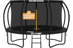 JUMPZYLLA Trampoline Outdoor 8FT 10FT 12FT 14FT 15FT 16FT with Enclosure and Ladder, ASTM Approved Recreational Trampoline for Kids and Adults, Anti-Rust Coated Frame