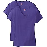 Hanes Women's Perfect-T V-neck T-shirt, Cotton Short Sleeve Tee for Women, 1 or 2-Pack