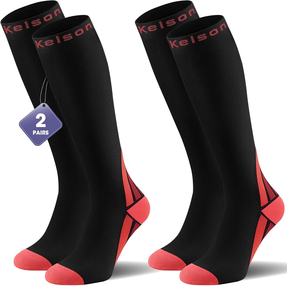 Calves Kelson 2 Pairs Compression Socks 20-30 mmHg Knee High unisex