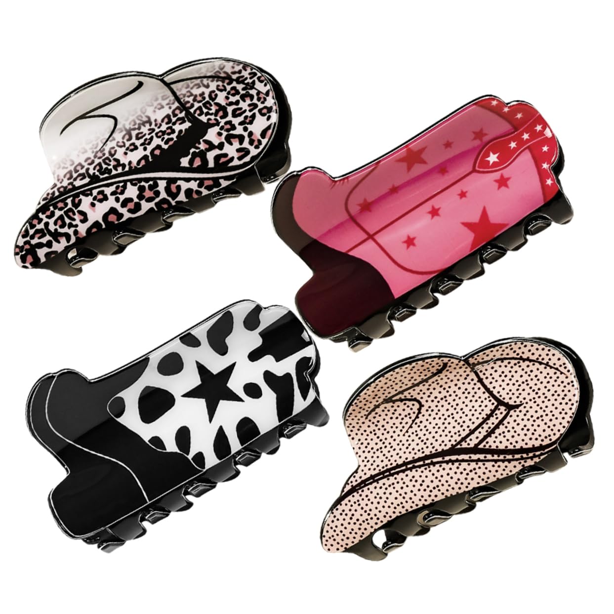 CIMAXIC 4Pcs Western Hair Clips for Women Cowgirl Claw Clips Cute Hair Barrettes for Thick and Thin Hair Stylish Jaw Clips for Everyday Use