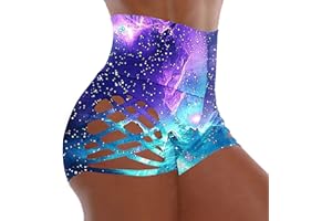 High Waisted Swim Shorts Women High Waisted Tie Dye Cutout Bathing Suit Bottoms Swimwear Swimsuit Board Shorts 2026