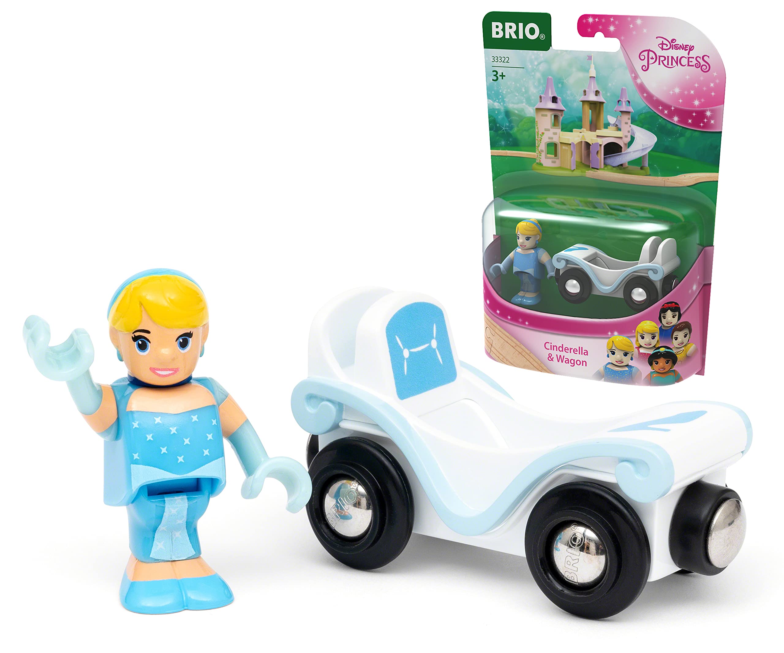 BRIO World Disney Princess Cinderella and Train Carriage for Kids Age 3 Years Up - Wooden Railway Add On Accessories