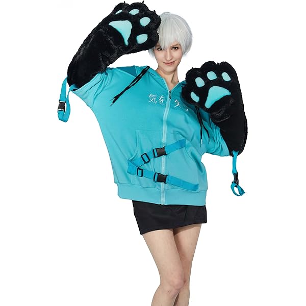 Bioworld Big Cat Face Women's Black Long Sleeve Cosplay Hoodie With 3D Ears-XS