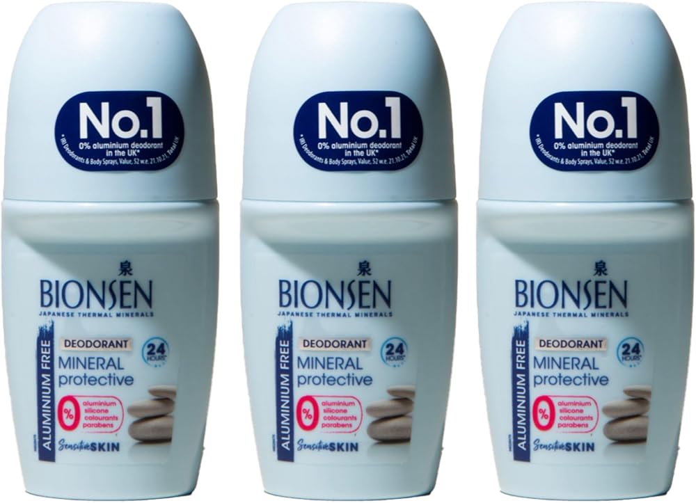 Bionsen Mineral Protective Roll-On Deodorant 50ml 3 Pack No Aluminum