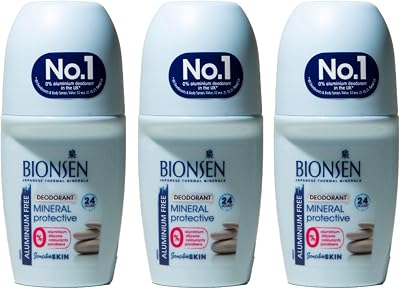Bionsen Mineral Protective Roll-On Deodorant 50ml 3 Pack No Aluminum