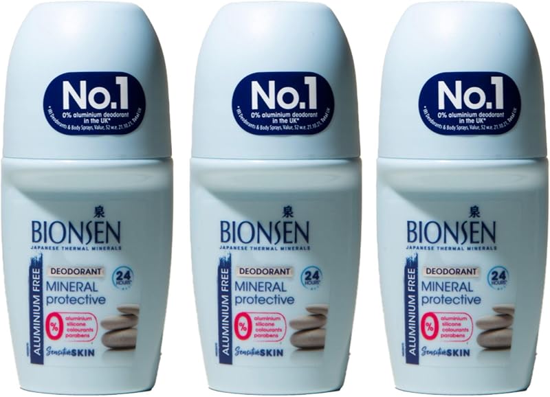 Bionsen Mineral Protective Roll-On Deodorant 50ml 3 Pack No Aluminum