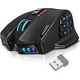 UtechSmart Venus Pro RGB Wireless MMO Gaming Mouse, 16,000 DPI Optical Sensor, 2.4 GHz Transmission Technology, Ergonomic Design, 16M Chroma RGB Lighting, 16 programmable Buttons, Up to 70 Hours