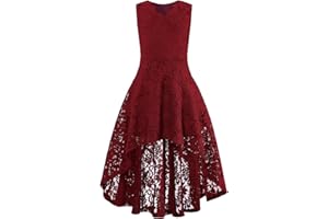 binboll Girls Dress Sweet & Cute Puff Sleeve Square Neck Ruffle Dot Ruffle Swing Dress 5-14