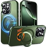 Chicfun 360° O-Ring MagStander for iPhone 16 Pro Case with Magnetic Kickstand Ring Holder [Compatible with MagSafe][360°Rotate Stand Ring][Military Shockproof] iPhone 16 Pro Phone Cover Matte Green