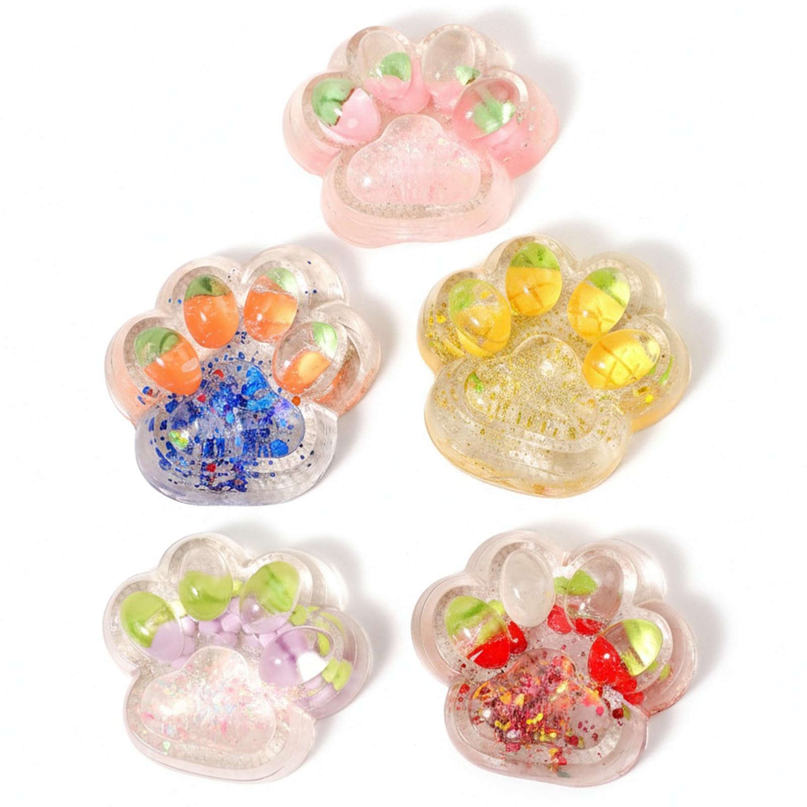 Agvdg 5 Pcs Taba Squishy Paw, Fruit Cat Paw Squishy Taba Squishy, Soft Squeeze Fidget Toys for Adults Anxiety Stress Relief, Party Favors & Decor