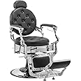 Winado Heavy Duty Vintage Recline Barber Chair Hydraulic with Headrest, Supports up to 700lbs & 360°Rotatable, Professional Salon Beauty Spa Shampoo Equipment (Button Style)