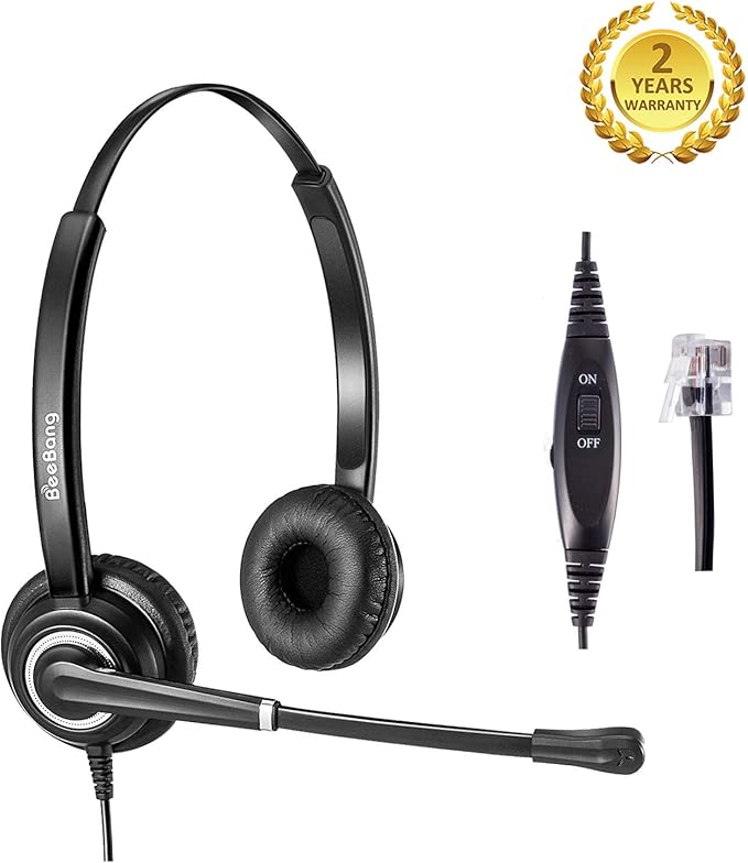 Phone Headset with RJ9 for Call Centers Office Telephone