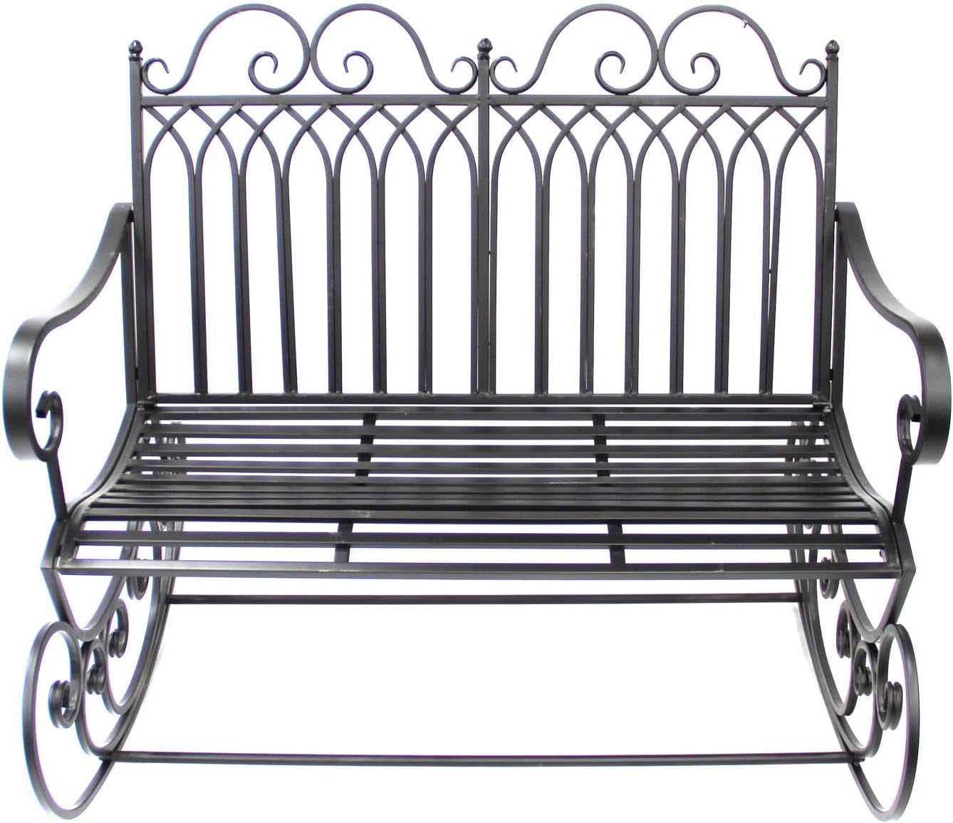 SK Metal Garden Rocking Bench, Classic Design In Black Amazon.co.uk Kitchen & Home