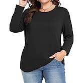 HLTPRO Long Sleeve Shirts for Women - Plus Size Workout Athletic Yoga Casual Crewneck Oversized Trendy Tops for Gym